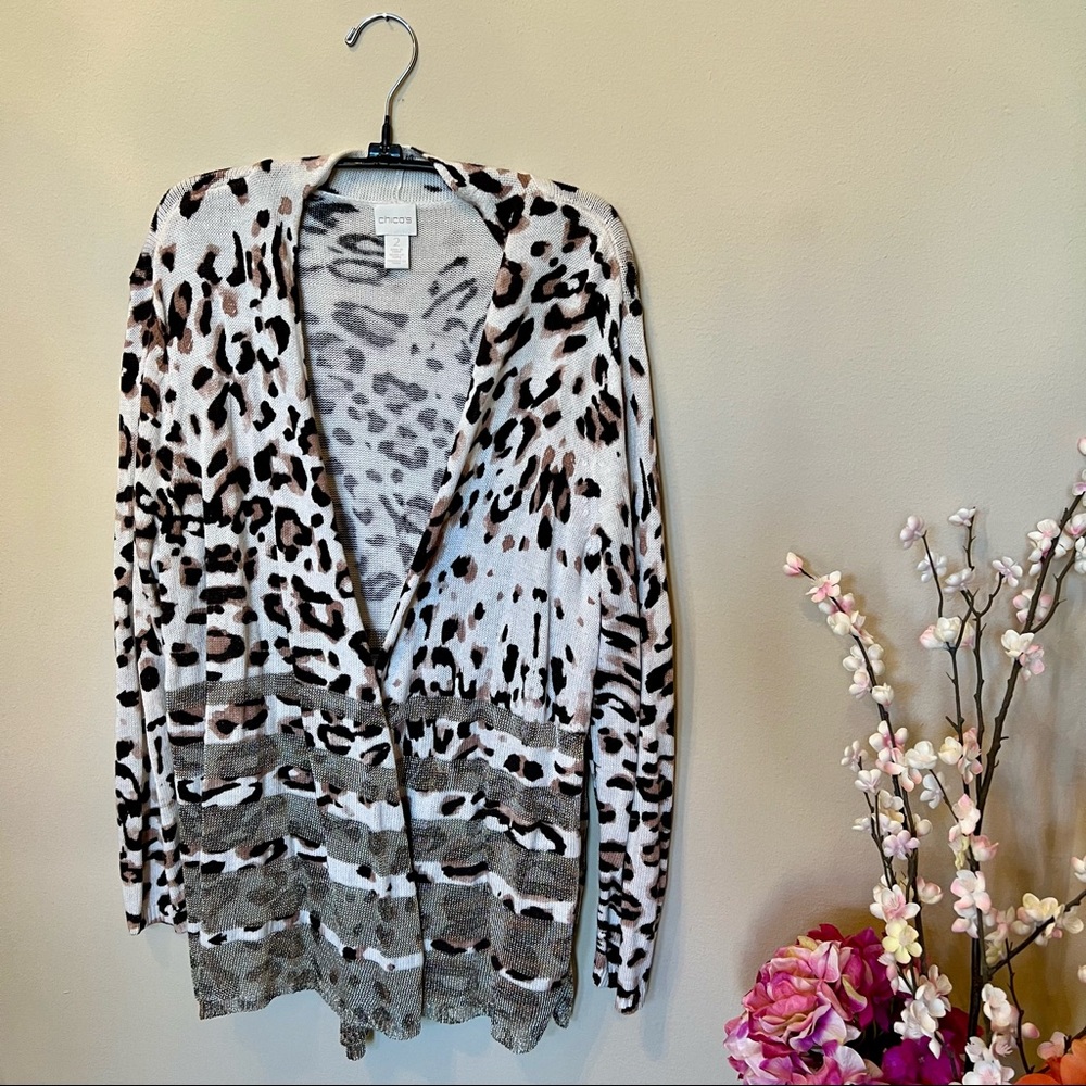 Chico’s Leopard Print Cardigan Size 2/Large